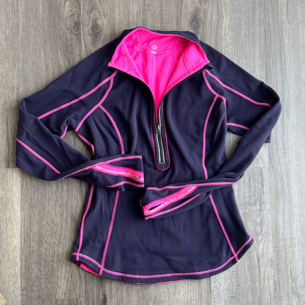 Y2K Lululemon Navy Purple Pink Atletic Zip up Jacket with thumbholes